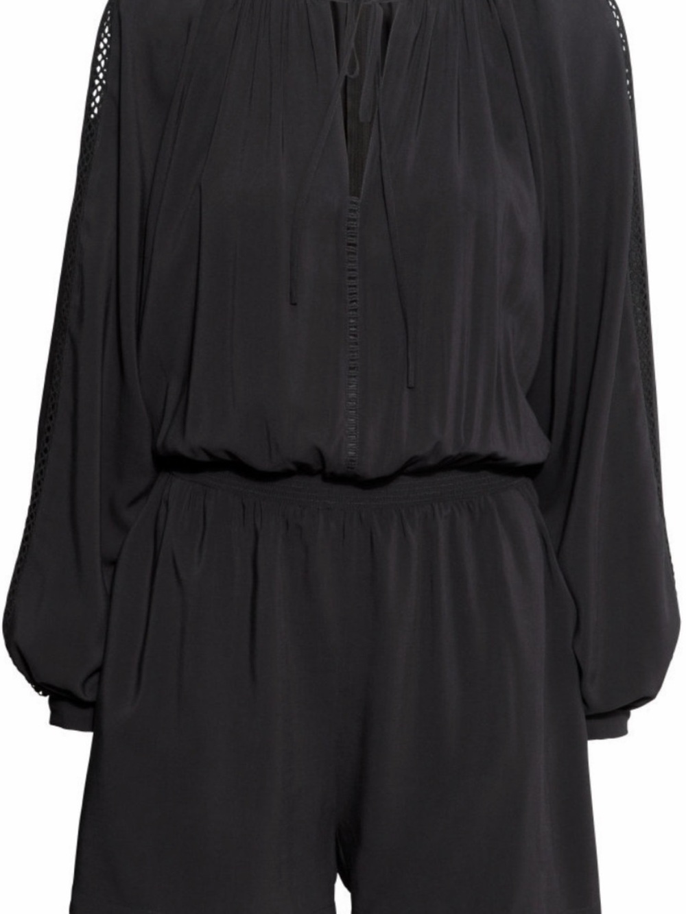 H&M Black Long-Sleeve Tie-Front Romper
